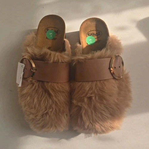 Scholl womens beige faux fur - scholl,