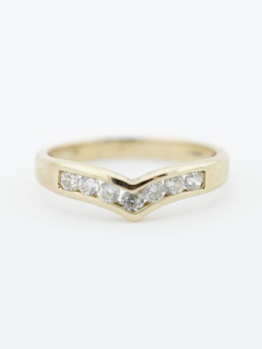 Gold wishbone band ring - wishbone, 9ct