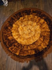 Vintage 1970's Scandinavian ammonite sunburst Shag rug