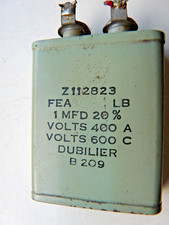1µF 1MFD 1UFD 600V 20%  DUBILIER OIL FILLED BLOCK PAPER CAPACITOR LT NEW  1PC