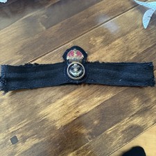 ROYAL NAVY PETTY OFFICER CAP BADGE & band Queen Elizabeth II WWII