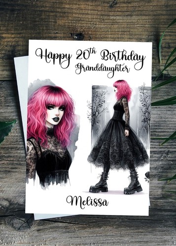 Goth birthday card pink - goth,