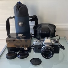 Olympus OM10 35mm SLR Film Camera with 50mm Lens , T20 Flash & Sigma 200mm Zoom