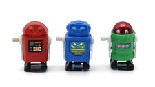 Set of Three Vintage Robot Toys Wind Up Clockwork Hong Kong 1980s