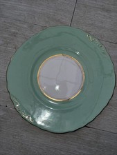 Cake Plate  Green And Gold  By Colclough 23cm Across. Square Ish