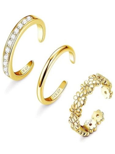 Gold toe rings 3pcs - toe,