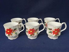 ROYAL ALBERT YULETIDE POINSETTIA MUGS X 6