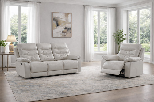 Grey italian leather seater - 3,