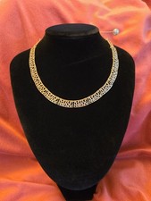 Vintage Cleopatra Style Gold Tone Collar Necklace Statement Choker 1980s Retro