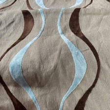 2 Pieces X2 Metres Long Of USED  Beige Brown N Duck Egg Chenille Fabric