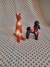 2 Vtg Kitsch Rynbende Black Poodle Dog & Kangaroo Cherry Brandy Bottle/decanter 