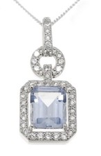 Diamonique by Tova 5.7ct tw Art Deco Pendant & Chain Sterling Silver. BNWOT