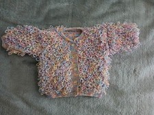 Hand Knitted Baby Girls Loop stitch Cardigan /Jacket  6 -12 months(approx)