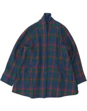 AVOCA Womens Open Overcoat UK 10 Small Blue Check New Wool DK09