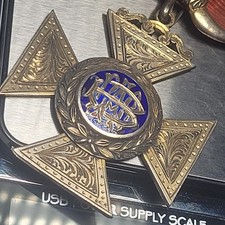 Outstanding Antique 1923 Very Detailed Enamel Engraved Silver Raob Masonic Badge