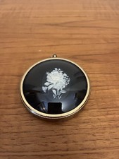 Vintage Miniature World Of Peter Bates Rose Cameo In Yellow Metal Case