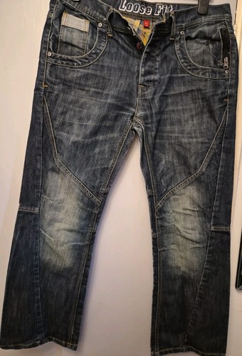 Mens blue denim loose fit - blue,