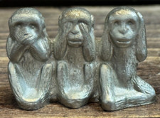 SELANGOR PEWTER 3 WISE MONKEYS SEE SPEAK HEAR NO EVIL MINI FIGURINE