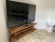 Corner TV Unit Stand Cabinet. 120cm. Handmade chunky rustic pine. Rugger Brown.
