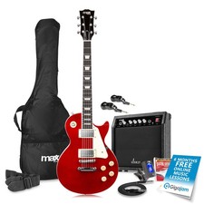 Wireless Electric Guitar Package with Amplifier & Accessories LP Style Crimson