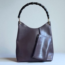 GUCCI Bamboo Shoulder Bag Leather