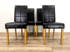 DINING CHAIRS Set Of 4 Black Faux Leather High Back Beech Wood FREE DELIVERY