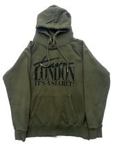 Trapstar Hoodie Khaki Green Pullover Black  Logo Centre Grid Size Small