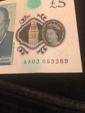RARE AA   £5 FIVE POUND NOTE