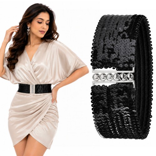 Sequin belt stretch elastic - sequin,