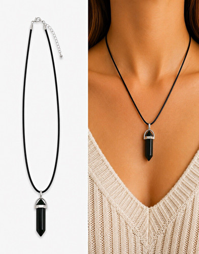 Black faux leather cord - leather,
