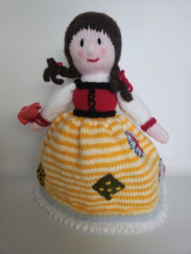 Hand knitted topsy - turvy, doll