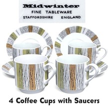 Midwinter Sienna Set of 4x Demitasse Coffee Cups & 4x Coffee Saucers VGC