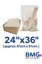 24x36" Heavy Duty Extra Large Clear Plastic Polythene Rubble Bags 300 gauge