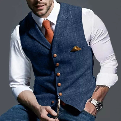 Mens vest herringbone tweed - vest,