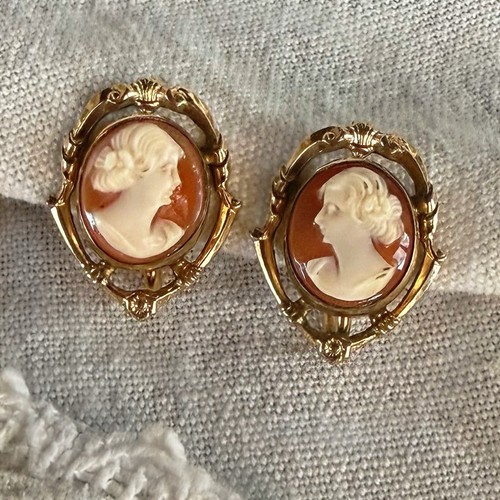 Antique shell cameo screw - antique,