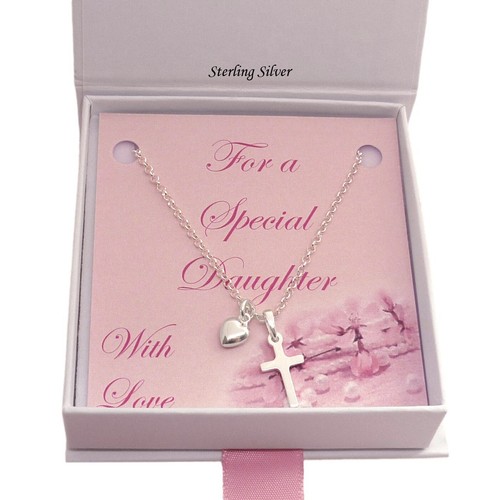 Sterling silver cross - cross, heart