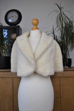 Vintage Ivory Faux Fur Stylish Cropped Cape Bolero Size S/M Wedding