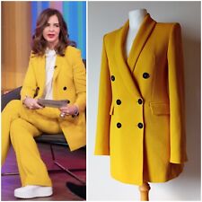 Zara NWOT Yellow Double Breasted Mustard Blazer Longline Jacket XS S Trinny