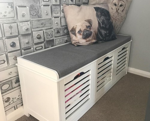 White storage bench - bench, seat