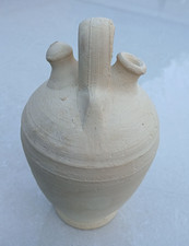 Vintage Unglazed Spanish Botijo Jug, Ewer - Unglazed White Clay