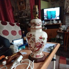 Masons Ironstone Red Mandalay 12" Octagonal Table Bedside Lamp Light c1990 VGC