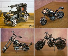 Metal Hand Made Nuts & Bolts Motorbike Sculpture Ornament mens Christmas Gift