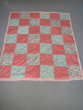 New Handmade Patchwork Quilt Throw Cot Baby Blue/pink Flamingo Swan 3' x 3'7"