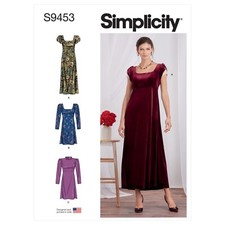 SIMPLICITY 9453 MISSES EMPIRE LINE DRESSES Sewing Pattern Sizes 6-14 & 16-24