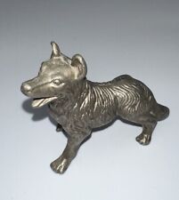 Small White / Silver Metal German Shepherd Figurine Alsatian Dog Figure