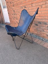 Blue leather butterfly chair