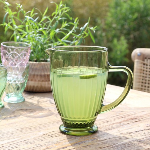 Green glass jug - green, olive