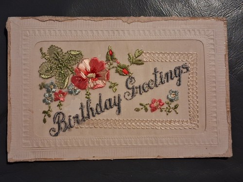 Ww1 silk postcard - silk, embroidered