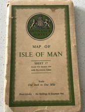 Vintage map of Isle of Man, Second War Revision 1940, cloth backed