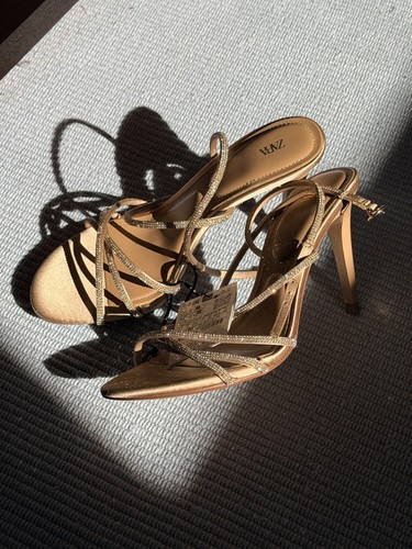 Zara rose gold heels sparkly - zara,